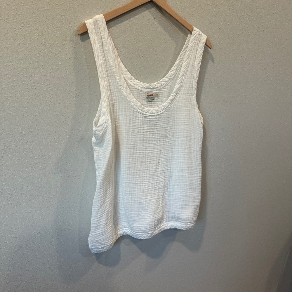 Faherty White Ribbed Scoop Neck Tank Top - Picture 10 of 13
